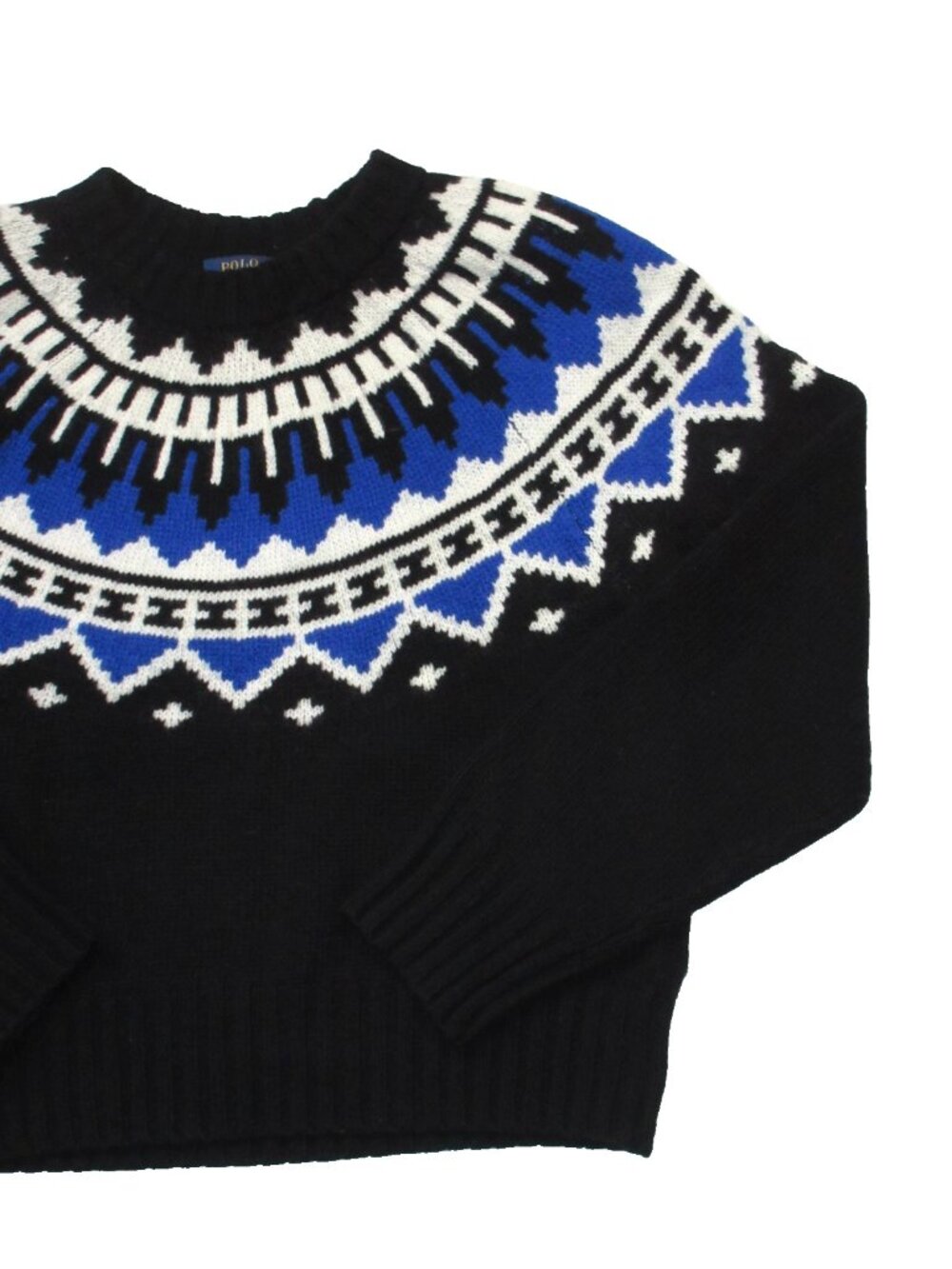 NWT Polo Ralph Lauren Women's Fair Isle Wool-Cashmere Sweater in Black Blue XS - Picture 5 of 10